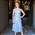 Vestido Couro Pelica Com Cinto Azul Claro - Karine Daher - Imagem 1