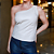 Blusa Couro Pelica Manga de Um Ombro Off White - Karine Daher - Imagem 2