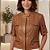 Casaqueto Couro Pelica Perfurado Caramelo - Karine Daher - Imagem 1