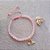 Pulseira Quartzo Rosa 4mm Pingentes cauda de sereia e pérola folheadas a ouro - Imagem 1