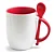 Caneca Branca com Colher, Interior e Alça Colorida - Vermelha (Cônica) – 325ml | Ideal para Sublimação - Imagem 1