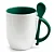 Caneca Branca com Colher, Interior e Alça Colorida - Verde es(Cônica) – 325ml | Ideal para Sublimação - Imagem 1