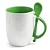 Caneca Branca com Colher, Interior e Alça Colorida - Verde claro(Cônica) – 325ml | Ideal para Sublimação - Imagem 1