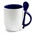 Caneca Branca com Colher, Interior e Alça Colorida - Azul escuro(Cônica) – 325ml | Ideal para Sublimação - Imagem 1