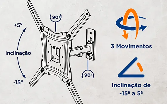 SUPORTE PARA TV E MONITOR ARTICULADO UNIVERSAL 26-60" AQUÁRIO SAV-3400 - Imagem 6