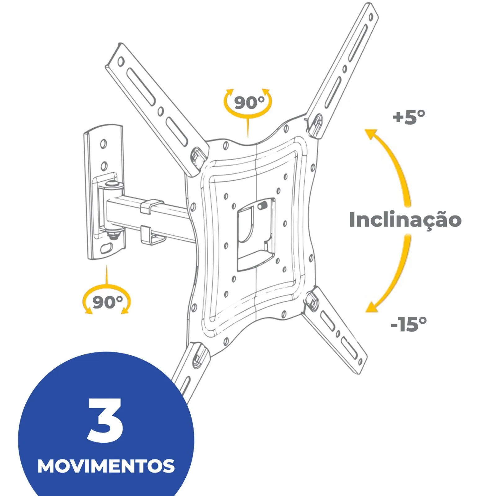 SUPORTE PARA TV E MONITOR ARTICULADO UNIVERSAL 26-60" AQUÁRIO SAV-3400 - Imagem 5