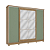 Roupeiro 265cm 04 Portas de Correr 04 Gavetas c/Pés e Espelhos - Ref. CB01N565 - Nogueira/Macadamia-Verde - Kappesberg - Imagem 8