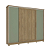 Roupeiro 265cm 04 Portas de Correr 04 Gavetas c/Pés - Ref. CB03N565 - Nogueira/Macadamia-Verde - Kappesberg - Imagem 8
