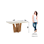 Mesa Vértice Retangular 160cm c/ Vidro Ref. S203-127 - Nature / Off White - Móveis Henn - Imagem 4