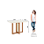 Mesa Natali Retangular 120cm c/ Vidro Ref. SC73-127 - Nature / Off White - Móveis Henn - Imagem 4