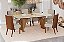 Conjunto de Mesa Adriana 200cm c/ Vidro e Canto Redondo + 06 Cadeiras Anne Corano Caramelo / Linho - Móveis Henn - Imagem 1