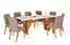Conjunto de Mesa Adriana 200cm c/ Vidro e Canto Redondo + 08 Cadeiras Isa Bege - Móveis Henn - Imagem 2