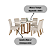 Conjunto de Mesa Natali 160cm c/ Vidro e Canto Redondo + 06 Cadeiras Malu Linho - Móveis Henn - Imagem 2