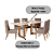 Conjunto de Mesa Yara 200cm c/ Vidro e Cantos Redondos + 06 Cadeiras Eloa Marrom Amendoa - Móveis Henn - Imagem 2