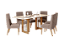 Conjunto de Mesa Yara 200cm c/ Vidro e Cantos Redondos + 06 Cadeiras Eloa Marrom Amendoa - Móveis Henn - Imagem 2