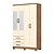 Roupeiro 04 Portas 03 Gavetas Caju c/ Espelho - Ref. DA135-127 - Nature/Off White - Moveis Henn - Imagem 2