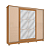 Roupeiro 04 Portas de Correr 04 Gavetas c/Pés e Espelhos - Ref. CB01N565 - Canela/Macadamia-Canela - Kappesberg - Imagem 5