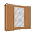 Roupeiro 04 Portas de Correr 04 Gavetas c/Pés e Espelhos - Ref. CB01N565 - Canela/Macadamia-Canela - Kappesberg - Imagem 6
