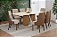 Conjunto de Mesa Valine 200cm c/ Vidro e cantos Arredondados + 08 Cadeiras Ivy Caramelo/Creme - Móveis Henn - Imagem 1