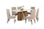 Conjunto de Mesa Valine 160cm c/ Vidro e cantos Arredondados + 06 Cadeiras Anne Bege/Creme - Móveis Henn - Imagem 2