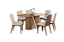 Conjunto de Mesa Valine 160cm c/ Vidro e cantos Arredondados + 06 Cadeiras Pietra Caramelo/Linho - Móveis Henn - Imagem 2