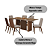 Conjunto de Mesa Vivian 200cm c/ Vidro e cantos Arredondados + 06 Cadeiras Pietra Caramelo/Creme - Móveis Henn - Imagem 2