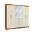 Roupeiro 250cm 06 Portas 04 Gavetas c/ Pés e Espelhos - Ref. CB01T585 - Canela/Off White - Kappesberg - Imagem 4