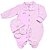Macacão em Plush Rosa Listrado + Touca + Luvas - Imagem 1