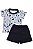 CONJUNTO - CAMISETA  ESTAMPADA PINGUIM  E SHORTS PRETO - Imagem 1