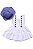 VESTIDO BEBÊ BRANCO COM CHAPÉU AZUL - Imagem 1