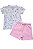 CONJUNTO - CAMISETA  ESTAMPA COELHINHOS E SHORTS ROSA - Imagem 1