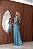 Vestido Longo Paete Mila Azul Turquesa - Imagem 3