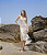 Vestido Midi Croche Areia - Imagem 1