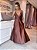 Vestido Longuete Cetim Helo Marrom - Imagem 5