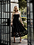Vestido Midi Veludo Renda Preto - Imagem 1