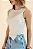 Blusa Regata Botoes Assimetrica Juju Creme - Imagem 2