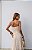 Vestido Longuete Drapeado Listras Areia - Imagem 2