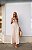 Vestido Longuete Drapeado Listras Areia - Imagem 5
