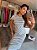 Vestido Midi Listra Franzido Azul Cinza - Imagem 4