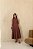 Vestido Midi Sarja Pesponto Marrom - Imagem 4