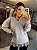 Blusa Tricot Mousse Renda Cinza Claro - Imagem 3
