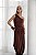 Vestido Saia Drapeada Assimétrica Marrom - Imagem 6