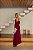 Vestido Longo Manga Drapeada Fucsia - Imagem 2