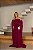 Vestido Longo Manga Drapeada Fucsia - Imagem 5