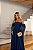 Vestido Longo Manga Drapeada Azul Marinho - Imagem 10
