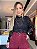 Blusa Renda Aveludada Preta - Imagem 7