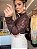 Blusa Renda Aveludada Marrom - Imagem 7