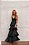 Vestido Longo em Camadas com Renda Poa Fafah Preto - Imagem 1