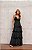 Vestido Longo em Camadas com Renda Poa Fafah Preto - Imagem 4
