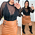 Body Tule Manga Preto Brilho Plus Size - Imagem 1